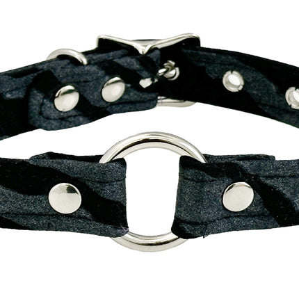 CK169Z CANVAS ZEBRA PRINT ZEBRA RING  CHOKER