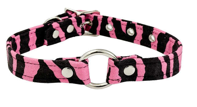 CK169Z CANVAS ZEBRA PRINT ZEBRA RING  CHOKER
