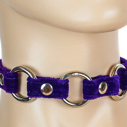 CK170 VELVET 3 SMALL RING LINK CHOKER