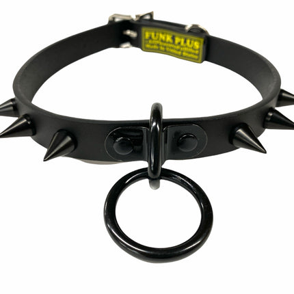 CK173 3/4" BLACK LEATHER SMALL CONE SPIKES CHOKER
