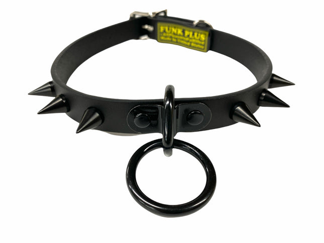 CK173 3/4" BLACK LEATHER SMALL CONE SPIKES CHOKER