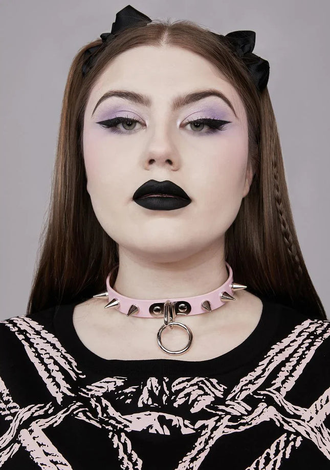 CK173N SHINY NEON PASTEL SPIKE BONDAGE CHOKER