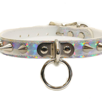 CK173RAINBOW  CHOKER WITH SMALL CONE SPIKES AND 1" RING