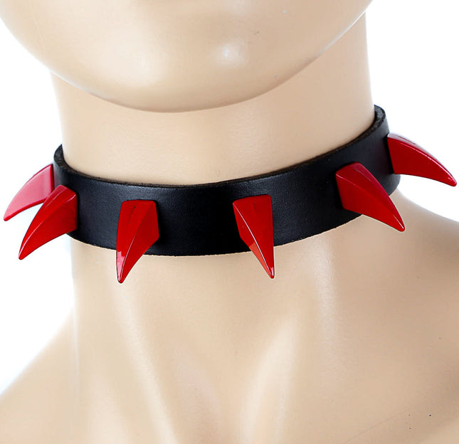CK178 1 1/8" BLACK LEATHER CHOKER WITH SEVEN 1"
