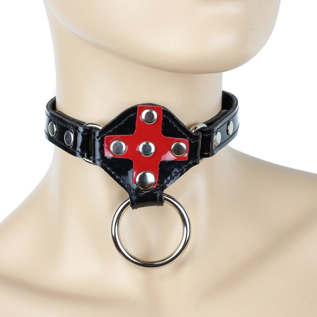 CK239RNG  RED CROSS CHOKER WITH RING