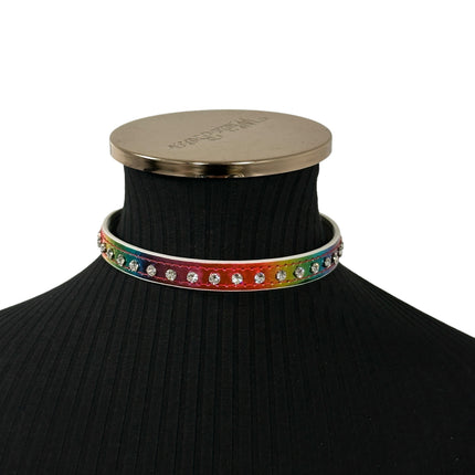 CK246RAINBOW  HOLOGRAPHIC SMALL RHINESTONE CHOKER