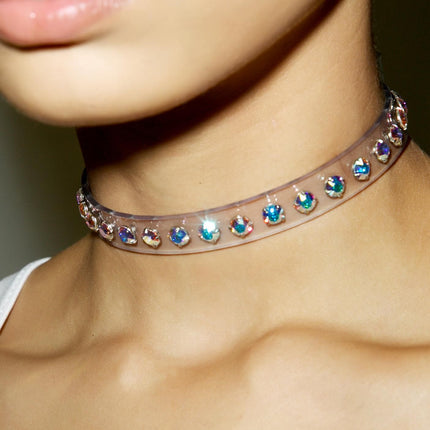CK247CLR RHINESTONE CLEAR  CHOKER