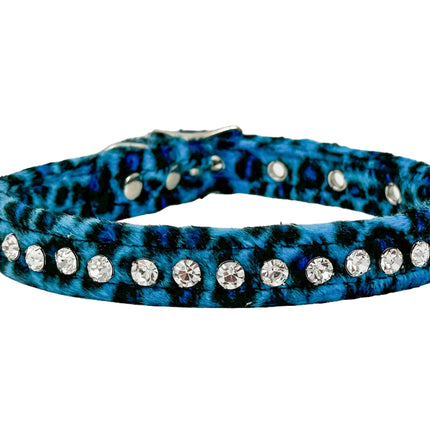 CK247L-LEOPARD FUZZY  LEOPARD RHINESTONE CHOKER