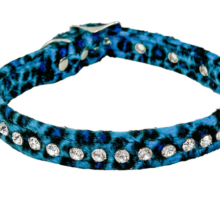 CK247L-LEOPARD FUZZY  LEOPARD RHINESTONE CHOKER