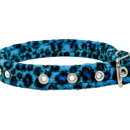 CK247L-LEOPARD FUZZY  LEOPARD RHINESTONE CHOKER