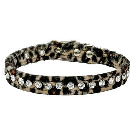 CK247L-LEOPARD FUZZY  LEOPARD RHINESTONE CHOKER