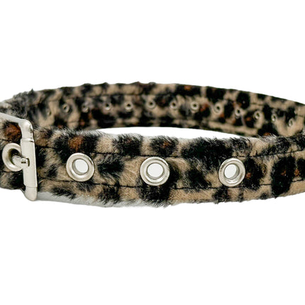 CK247L-LEOPARD FUZZY  LEOPARD RHINESTONE CHOKER