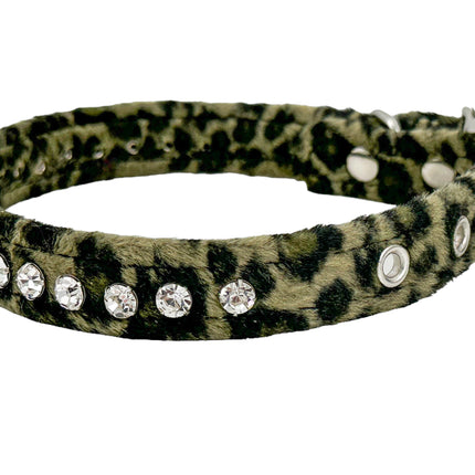 CK247L-LEOPARD FUZZY  LEOPARD RHINESTONE CHOKER