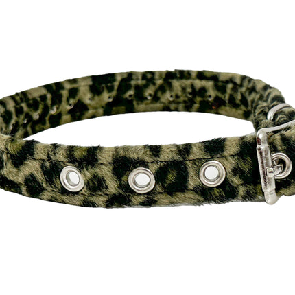 CK247L-LEOPARD FUZZY  LEOPARD RHINESTONE CHOKER