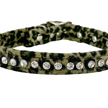 CK247L-LEOPARD FUZZY  LEOPARD RHINESTONE CHOKER