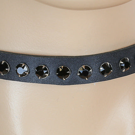 CK247LEA   LEATHER CHOKER WITH PRONESTIONE