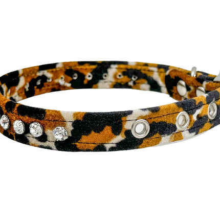 CK247L-LEOPARD FUZZY  LEOPARD RHINESTONE CHOKER
