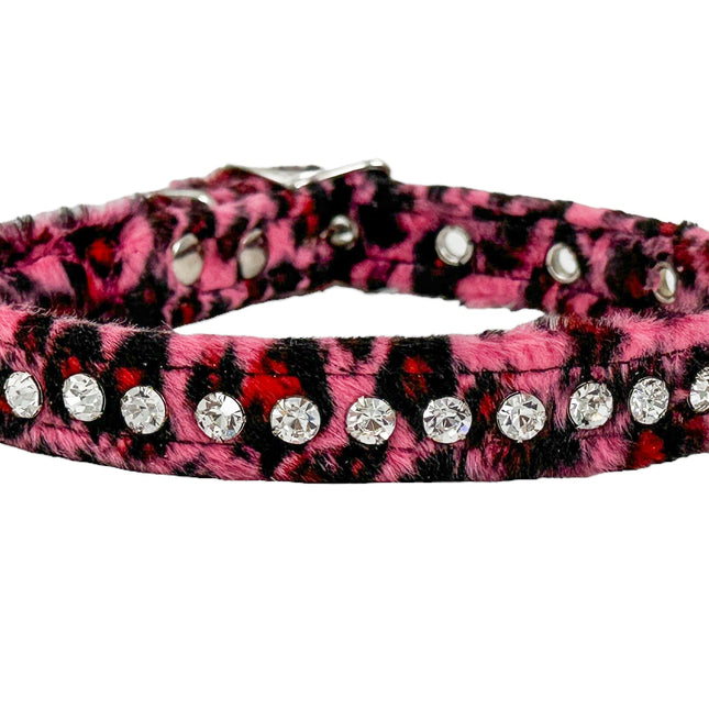 CK247L-LEOPARD FUZZY  LEOPARD RHINESTONE CHOKER