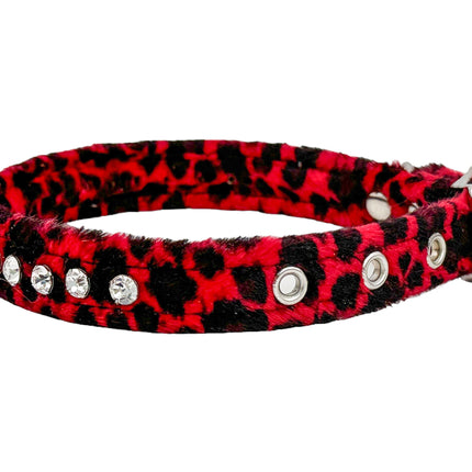CK247L-LEOPARD FUZZY  LEOPARD RHINESTONE CHOKER