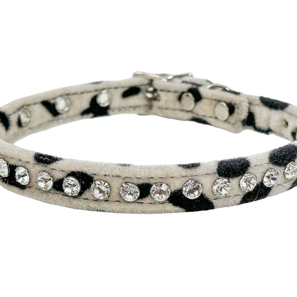 CK247L-LEOPARD FUZZY  LEOPARD RHINESTONE CHOKER