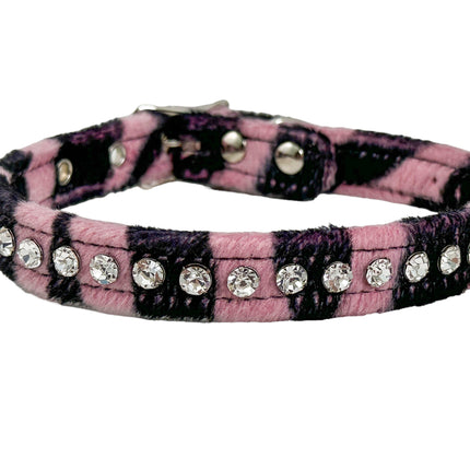 CH247L-ZEBRA  FUZZY ZEBRA RHINESTONE CHOKER