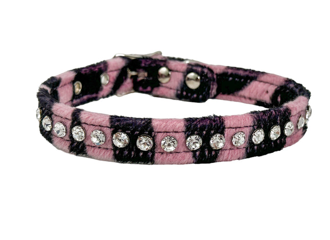 CH247L-ZEBRA  FUZZY ZEBRA RHINESTONE CHOKER
