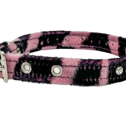 CK247L-LEOPARD FUZZY  LEOPARD RHINESTONE CHOKER