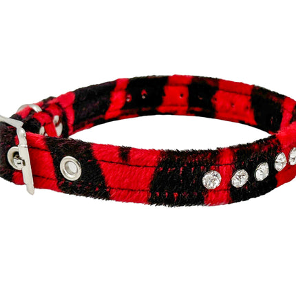 CK247L-LEOPARD FUZZY  LEOPARD RHINESTONE CHOKER