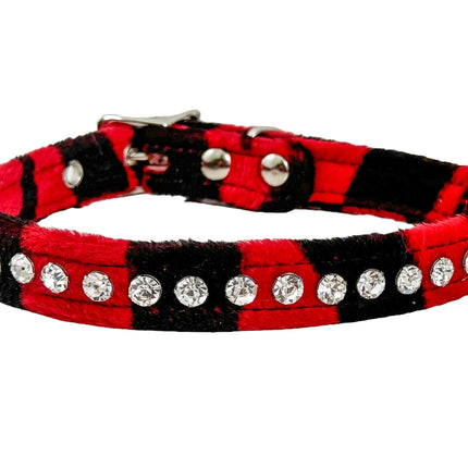 CK247L-LEOPARD FUZZY  LEOPARD RHINESTONE CHOKER