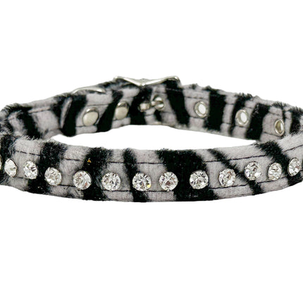 CH247L-ZEBRA  FUZZY ZEBRA RHINESTONE CHOKER
