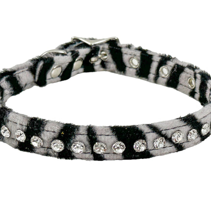 CH247L-ZEBRA  FUZZY ZEBRA RHINESTONE CHOKER