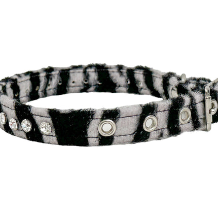 CH247L-ZEBRA  FUZZY ZEBRA RHINESTONE CHOKER
