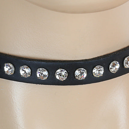 CK247LEA   LEATHER CHOKER WITH PRONESTIONE