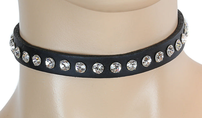 CK247LEA   LEATHER CHOKER WITH PRONESTIONE