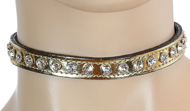 CK247P-GOLD 1/2" GOLD PATENT LEATHER CHOKER WITH ONE ROW