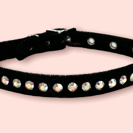 CK247 VELVET BLACK RHINESTONE  CHOKER