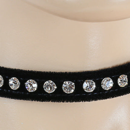 CK247 VELVET BLACK RHINESTONE  CHOKER