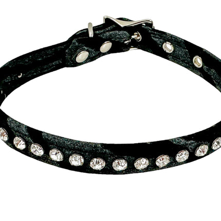 CK247PINK ZEBRA 3/4" WIDE LEOPARD RHINESTONE CHOKER