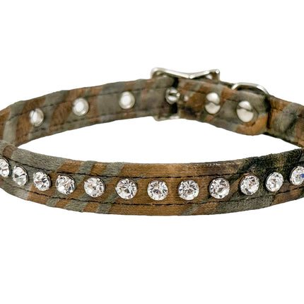 CK247PINK ZEBRA 3/4" WIDE LEOPARD RHINESTONE CHOKER