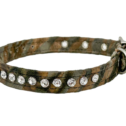 CK247PINK ZEBRA 3/4" WIDE LEOPARD RHINESTONE CHOKER