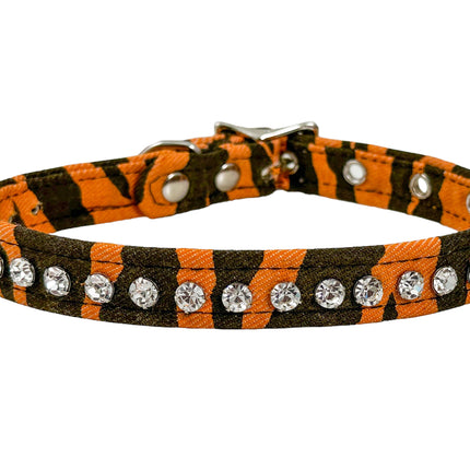 CK247PINK ZEBRA 3/4" WIDE LEOPARD RHINESTONE CHOKER