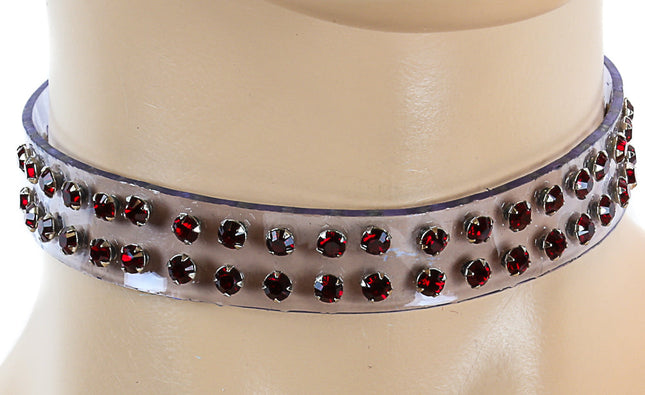 CK248VN-CLR 1/2" CLEAR VINYL CHOKER WITH TWO ROWS RHINESTONES