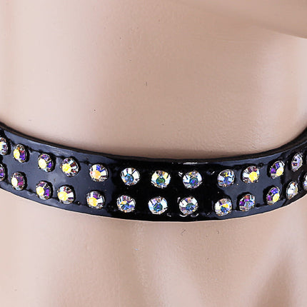 CK248P-BLK 1/2" BLACK PATENT LEATHER CHOKER WITH TWO ROWS