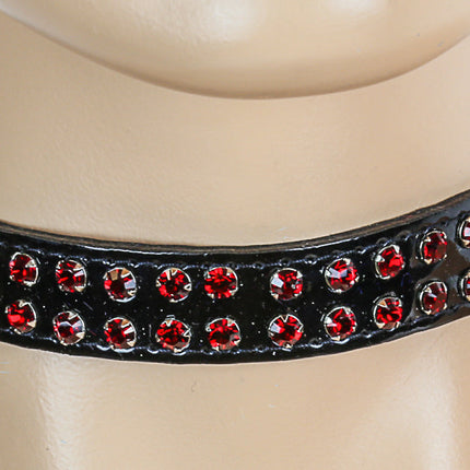 CK248P-BLK 1/2" BLACK PATENT LEATHER CHOKER WITH TWO ROWS