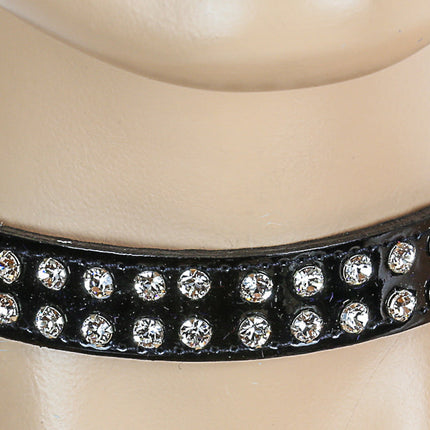 CK248P-BLK 1/2" BLACK PATENT LEATHER CHOKER WITH TWO ROWS