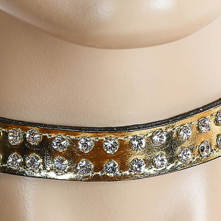 CK248P 1/2" PATENT LEATHER CHOKER WITH TWO ROWS RHINESTONES