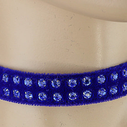 CK248VEL-BLU 1/2" BLUE VELVET CHOKER WITH TWO ROWS RHINESTONES