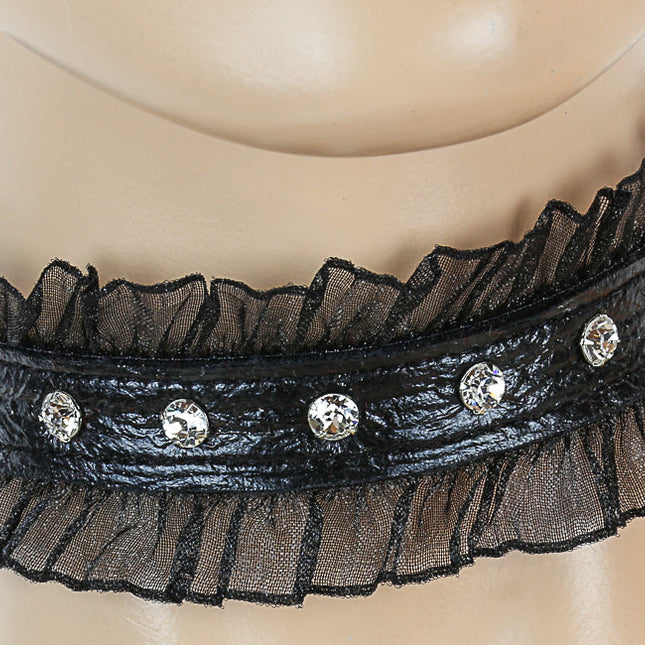 CK256BLK RHINESTONE PATENT LEATHER CHOKER