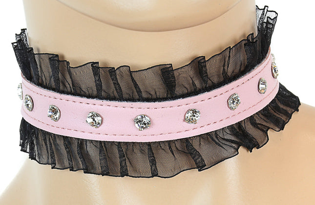 CK256  RHINESTONE PATENT LEATHER CHOKER