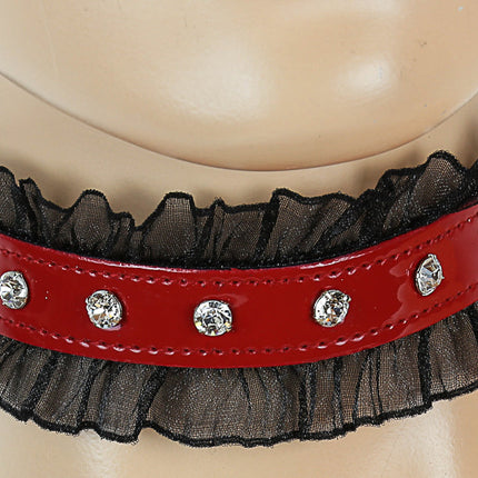 CK256  RHINESTONE PATENT LEATHER CHOKER